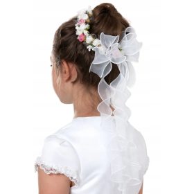   Vjenčić za prvu pričest s ružičastim cvjetovima na punđu WK99KS