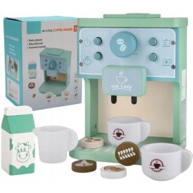 DJEČJI DRVENI APARAT ZA KAVU S DODATNOM OPREMOM ZA ŠALICE