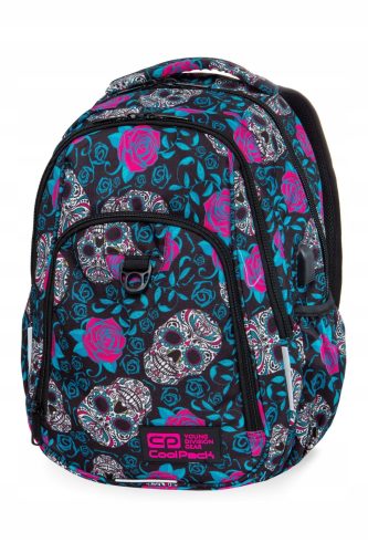 Dvokomorni školski ruksak CoolPack Strike L 27L, Skull&Roses