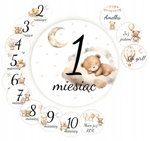 Kartica za fotografiranje bebe s mjesečnim tablicama | Foto kartice za djecu | u boji