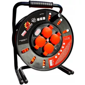   Produžni kabel u kolutu, garden Bull Tech 25 m, 4 kom utičnice, crni