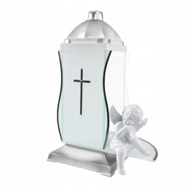   Anđeo Guardian - Unikatna keramička svijeća s bijelo-srebrnom figuricom anđela