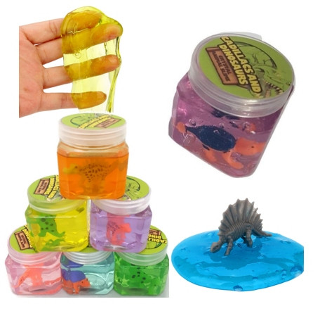 Dinozaur gel masa u kutiji sa tekućim plastelinom - Set od 12 komada