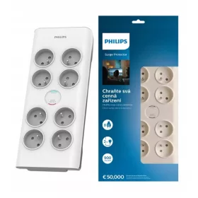   Philips produžni kabel za zaštitu od prenapona, 2 m, 8 utičnica, bijeli