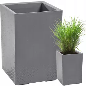    Lamela saksija 40 cm x 40 x 58,7 cm promjer 39 cm plastične nijanse sive i srebrne
