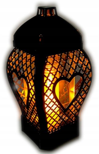 Lampion za grobnu svijeću Glamour Srce Ažur crni 29 cm