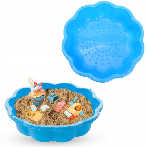 Pješčanik Muszelka Kwiatek 2w1 XL Starplast s poklopcem, plavi, 77 cm