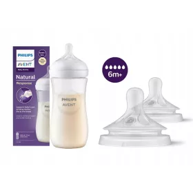   AVENT Prirodni Odgovor bočica 330 ml + Philips Avent Natural silikonske dudalice 2 kom