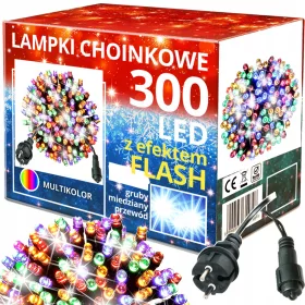   300 LED svjetiljki za božićno drvce s efektom bljeska - Set svjetala za božićno drvce s 300 LED dioda, idealan za unutarnju i vanjsku upotrebu. Svjetla su certificirana CE standardom, energetski učink