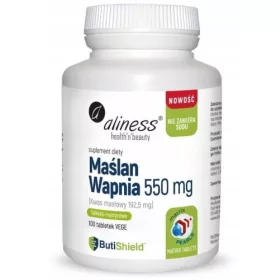   Maślan Wapnia ButiShieldTM 550 mg - 100 Tableta Mentalne Zdravlje i Ravnoteža Bez Sodija