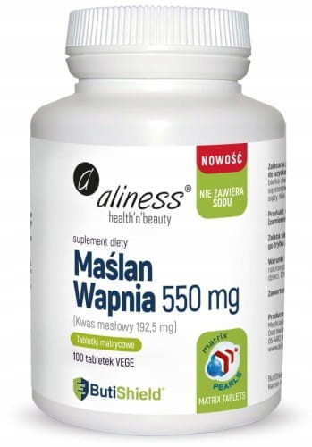 Maślan Wapnia ButiShieldTM 550 mg - 100 Tableta Mentalne Zdravlje i Ravnoteža Bez Sodija