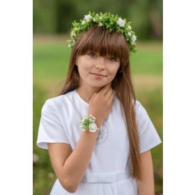 Vijenac Prve Pričesti sa Kremasto-Zelenim Cvjetovima