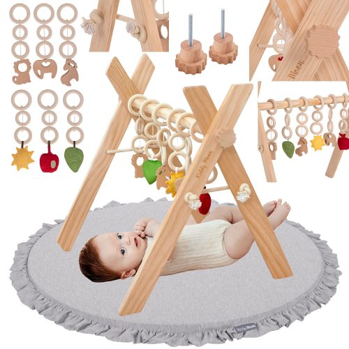 KiddyMoon Edukativni Stalak za Gimnastiku s Svijetlo Sivom Pjenastom Podlogom BT-001