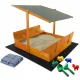 DJEČJA PIJESKARNICA S KROVOM 120X120 DRVENA, IMPREGNIRANA + POKLONI, SIVA