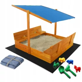   DREVENA PIJESKARNICA S KROVOM 120X120 IMPREGNIRANA + GRATIS PLAVI