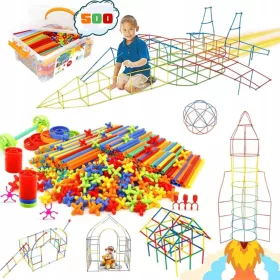    Slamke za gradnju, blokovi, štapići 1200 kom, kutija, 3D veliki set za izradu