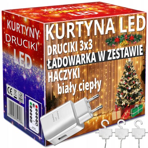 Božićno drvce LED girlanda 3x3 m 300 LED USB + punjač