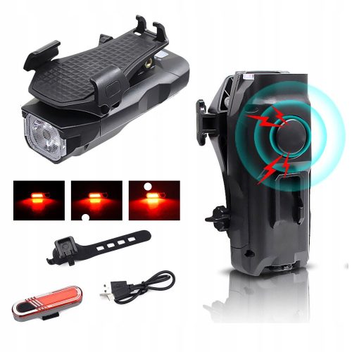  Wheel-Up LED rasvjeta za bicikl crna + STRAŽNJA SVJETILKA ZA BICIKLIST USB WHEEL UP 5 LED MODOVA