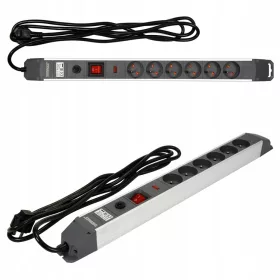  Sthor produžni kabel 3 m, 6 utičnica, crni