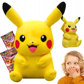   VELIKA MASKOTA PIKACHU XL 40 cm + Pokemon kartice OBSIDIAN FLAMES