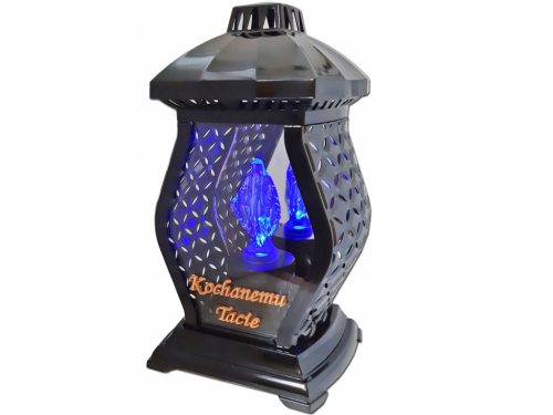 TATA TATA Lampion sa šljunkom, mala vazica, RTN, crni + LED figurica