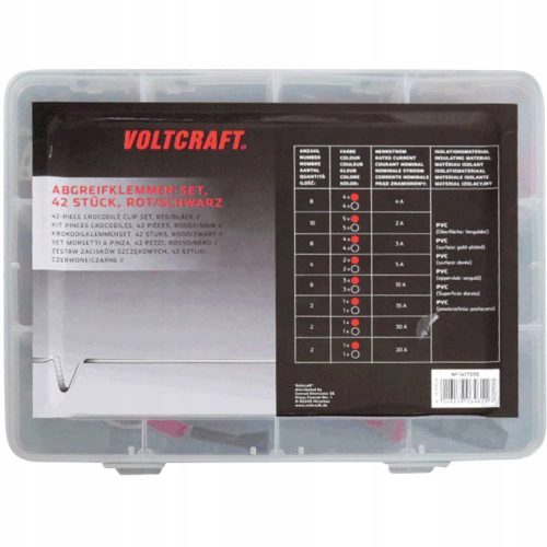 VOLTCRAFT Profesionalni Set Krokodil Stezaljki 1417395 | Duljina: 230 mm | Crna, Crna