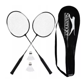   SET REKETA ZA BADMINTON, CRNI, ČVRSTI NAVLAKA, 2 CRNE POLICE