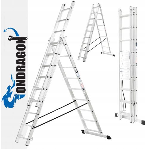 Ondragon Profesionalna Aluminijska Ljestva 7m | Aluminijska ljestva visoke kvalitete od renomirane marke Ondragon. Idealna za industrijsku upotrebu s nosivošću do 150kg. Opremljena antiskid stopalima 