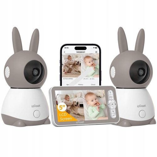 Baby monitor s 2 IR WiFi HD kamere 2K 3MPx 5,0'' LCD 4x ZOOM PTZ