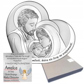   Srebrna Obraza Sveta Obitelj za Vjenčanje - Gravirani Suveniri za Krštenje i Pričest