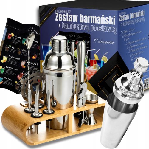 PROFESIONALNI SET ZA BARMANE S SHAKEROM ZA COCKTAILS 17 ELEMENATA + BESPLATNO