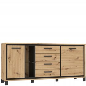    Forte Trondheim komoda 177,4 x 41,5 x 81,3 cm obrtnički hrast, mat crni hrast