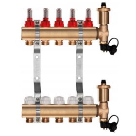  Mjedeni razdjelnik za podno grijanje, 5 sekcija