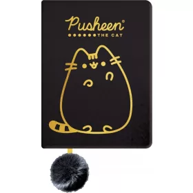    Bilježnica A5 St. Majewski Pusheen crna, Nijanse žute i zlatne + 3× Pusheen automatska brisiva olovka 1 kom