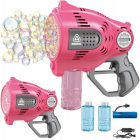   Pistolet za puhanje mjehurića BAZUKA GUN BATERIJA USB LED - AUTOMATSKI + 2 X TEKUĆINA