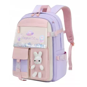   Dječji školski ruksak s mnogo pretinaca i 3D dekoracijom zeca