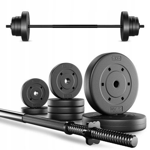 Trex Sport utezi, ravna šipka za vježbanje, set bitumenskih utega, 22 kg