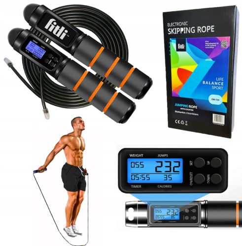 Fitli Pro Skakanka s LCD brojačem i łožištem - 290 cm, crna