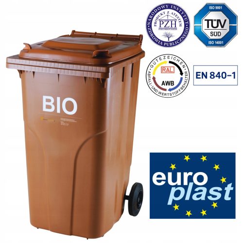 Bio Kanta za Otpatke, Smeđa, 240L SA Certifikatima Europlast Austria