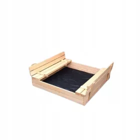 Drveni pješčanik s klupama 120x120 + gratis