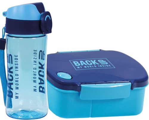 ZESTAW ZA DORUČAK Derform Bidon butelja za vodu TRITAN + Lunch Box BackUP Plava