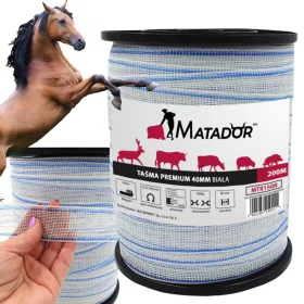   Pastirska traka za konje Matador Premium 160kg 40mm 200m - Električna ograda za sigurnost vaših konja. Tašma Matador Premium je idealno rješenje za izgradnju električnog ograde za konje. Ova izdržljiv