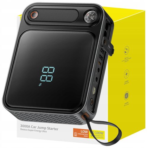BASEUS SUPER ENERGY ULTRA POWERBANK JUMPSTARTER ZA PALJENJE AUTOMOBILA 3000A CRNI