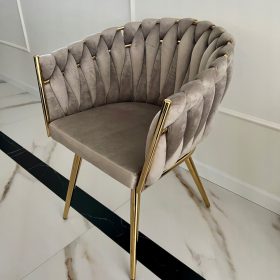 MODNI VELURSKI STOLAC, SMEĐI, CRNI BARŠUN