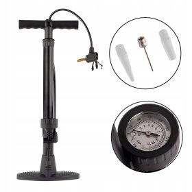   Pumpa za bicikl s elastičnom cijevi, crna, 60 cm, za bicikl, lopte, 3 kraja, manometar
