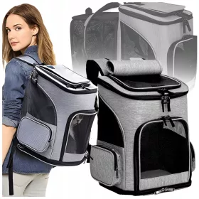   Ruksak za prijevoz psa, tkanina Mawe, crna, nijanse sive 4XL 33 cm x 40 cm x 26 cm