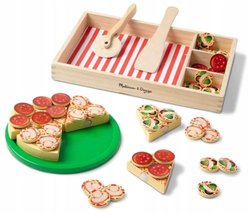 Drevena pizza za rezanje i slaganje sa sigurnim nožem Melissa & Doug 36 dijelova