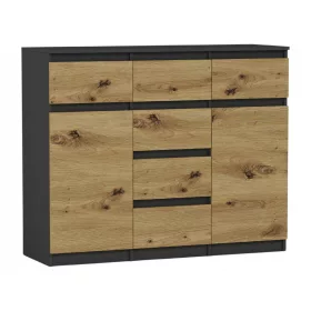    Mobene Moderna komoda 120 x 40 x 98 cm antracit, mat artisan hrast