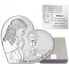 Anđeo čuvar srebrna slika za krštenje