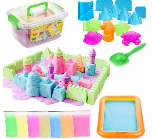 MAGICNI SET PIJESKA KINETYCNOG 3KG KALUPI ZA BAZEN LOPATICA PIJESKOVNIK